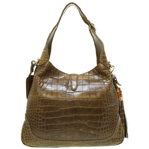 Gucci Jackie Firenze Alligator Shoulder Bag Crocodile khaki Green - Picture 2 of 8